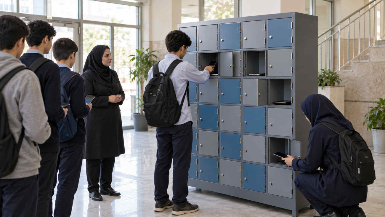 کمد جا موبایلی مدرسه برای نگهداری منظم تلفن همراه دانش آموزان